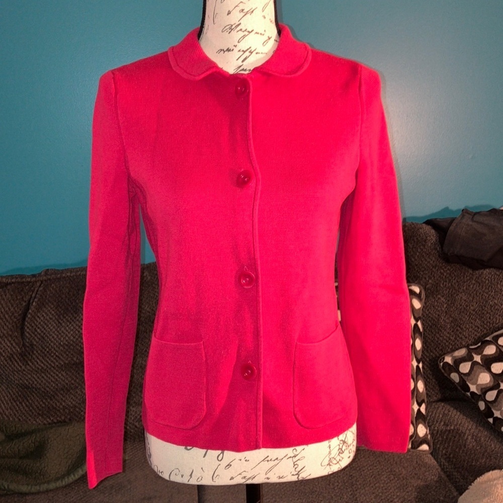 Talbots Button Up Knit Jacket, Small Petite